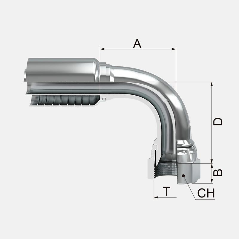HEMBRA GIRATORIA CODO A 90º JIC 37°