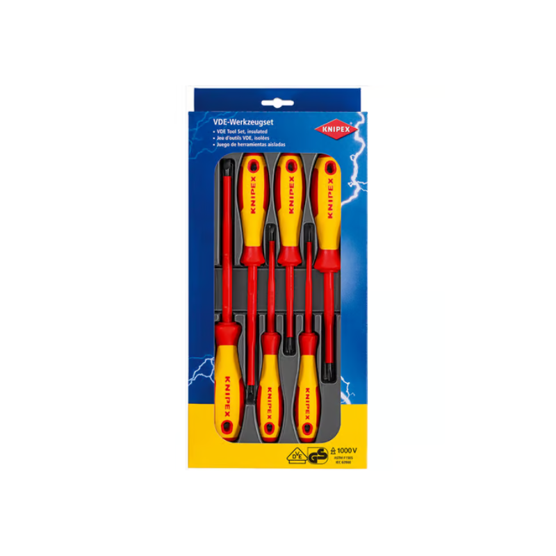 JUEGO DE DESTORNILADORES AISLADOS INDUSTRIALES 1000V 6PZS