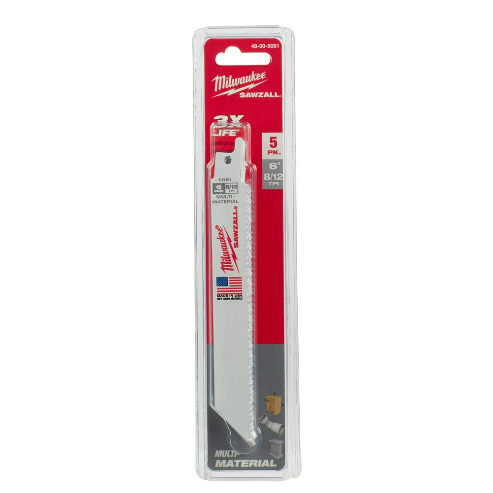 HOJAS DE SIERRA PARA SIERRA SABLE DE 6" 8/12 TPI (PAQUETE DE 5)