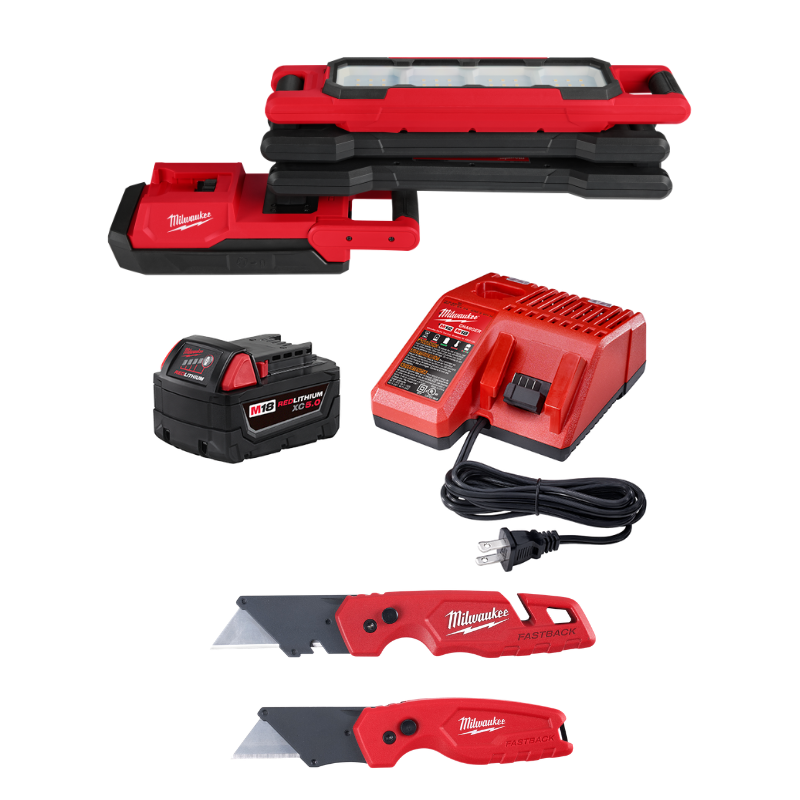 LUZ EXTENSIBLE MAGNÉTICA M18™ +  CARGADOR Y BATERIA M18™ XC5.0 + 2 CUCHILLAS