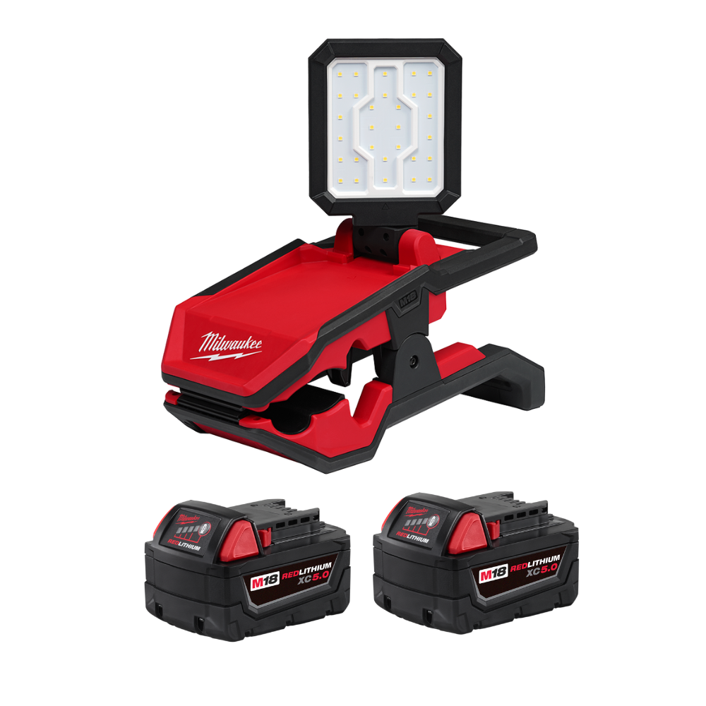 LAMPARA CON FIJACION M18 ROVER™ + PACK DE 2 BATERIAS M18™ REDLITHIUM™ 5.0AH