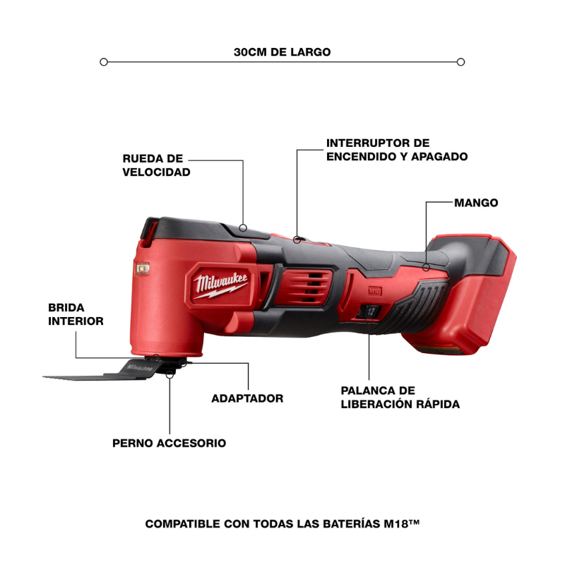 MULTIHERRAMIENTA VIBRATORIA (MULTITOOL) INALAMBRICA M18 (HERRAMIENTA SOLA)
