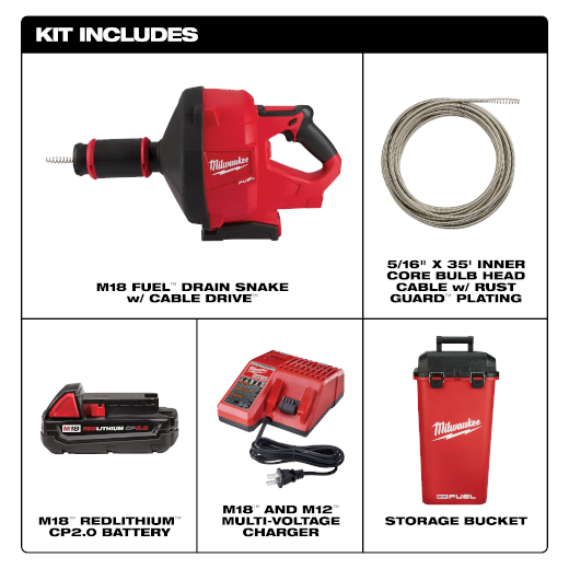 DESTAPADOR DE CAÑERIA M18 FUEL™ C/ CABLE DRIVE™  EN KIT