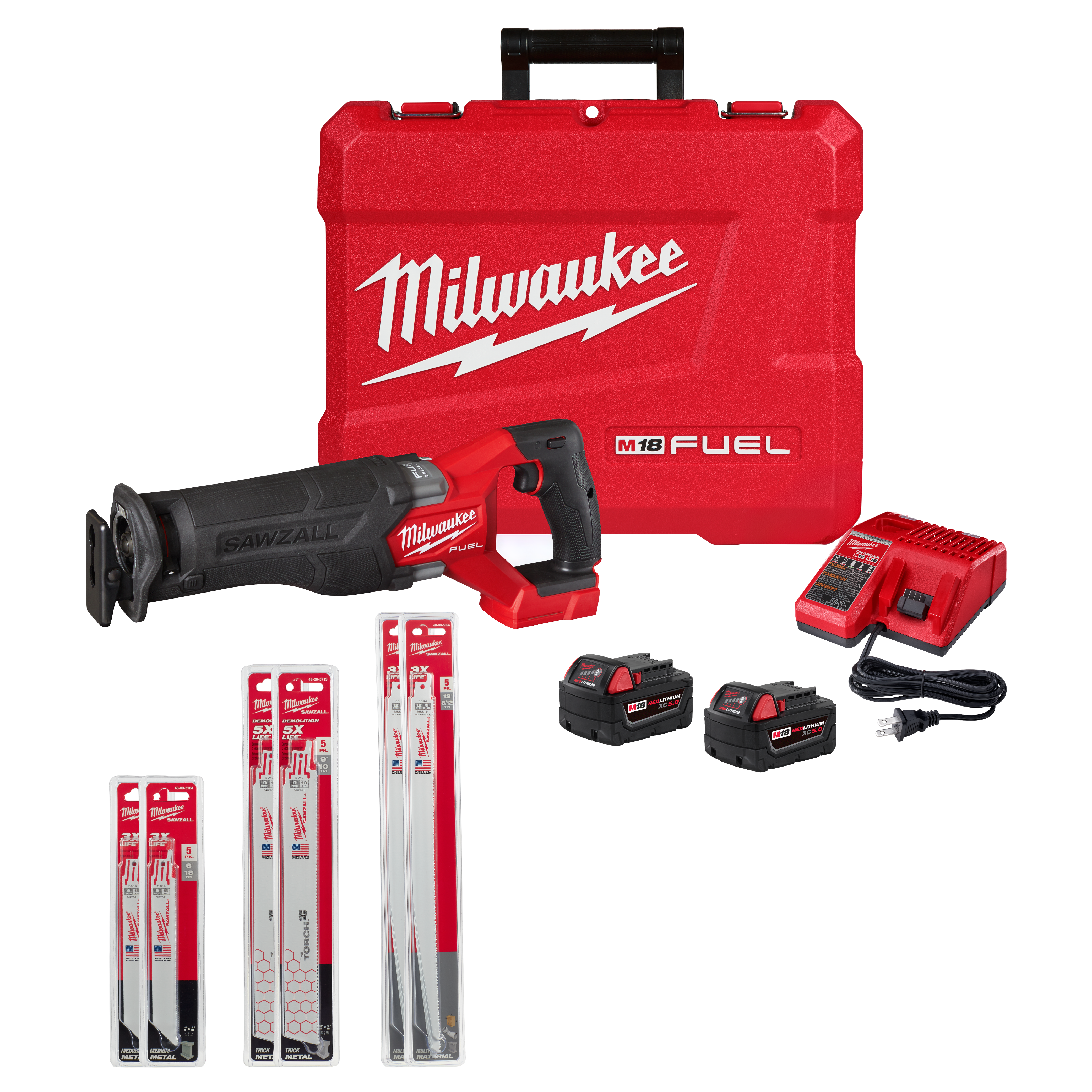 KIT SIERRA SABLE M18 FUEL™ + 2 PAQUETES DE 5 HOJAS 9" + 2 PAQUETES DE 5 HOJAS 12" + 2 PAQUETES DE 5 HOJAS 6"