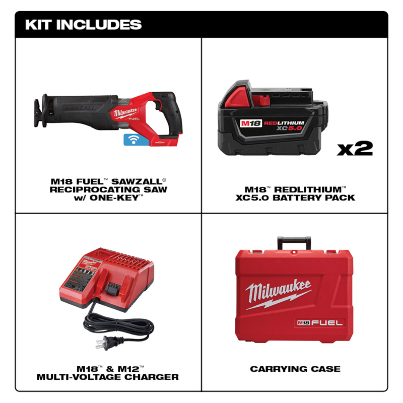 KIT SIERRA RECIPROCANTE SAWZALL INALAMBRICA 2 BATERIAS Y CARGADOR (ONE KEY)