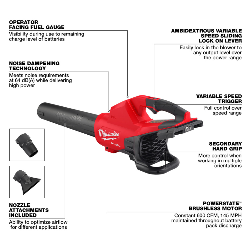 SOPLADOR INALAMBRICO DE BATERIAS DUALES M18 FUEL (HERRAMIENTA SOLA)