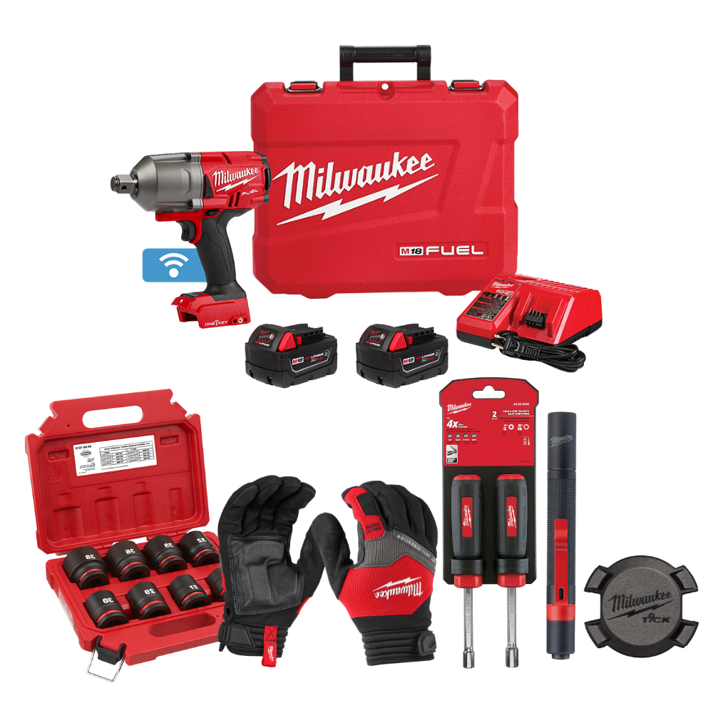 COMBO LLAVE DE IMPACTO DE 3/4 + SET DE DADOS DE IMPACTO DE 8 PIEZAS + GUANTES DE SEGURIDAD