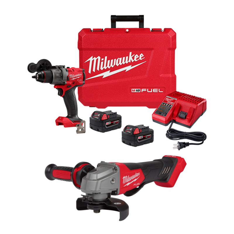 COMBO TALADRO PERCUTOR 1/2" M18 EN KIT + ESMERILADORA DE 4-1/2"/5"