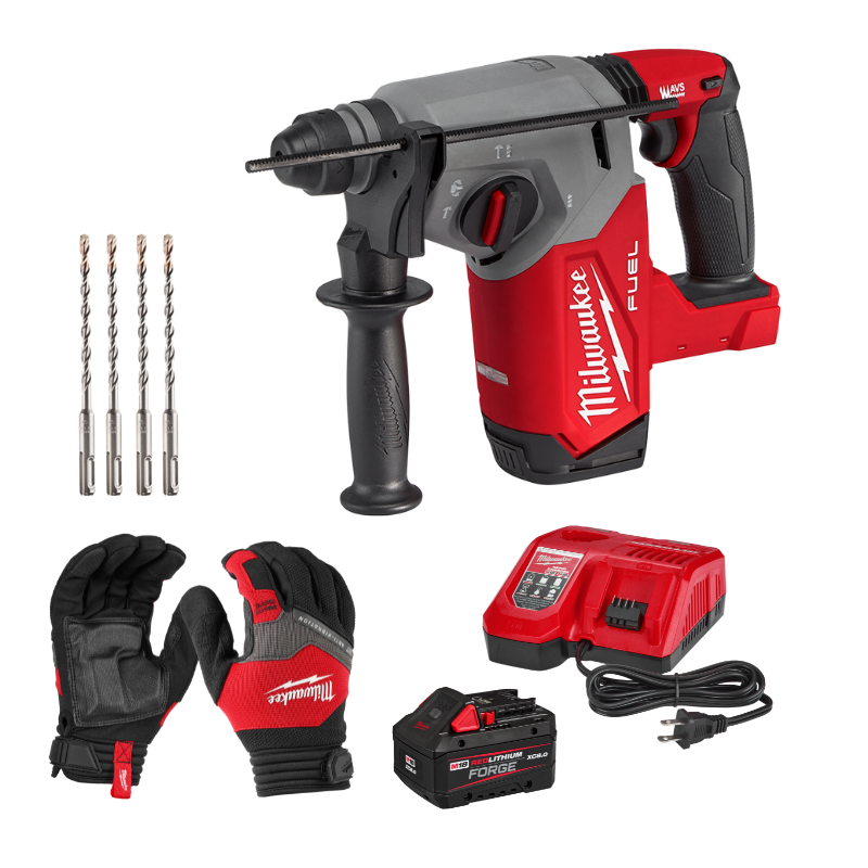 ROTOMARTILLO + BATERIA FORGE 8.0 + CARGADOR RAPIDO + 4 BROCAS + GUANTES