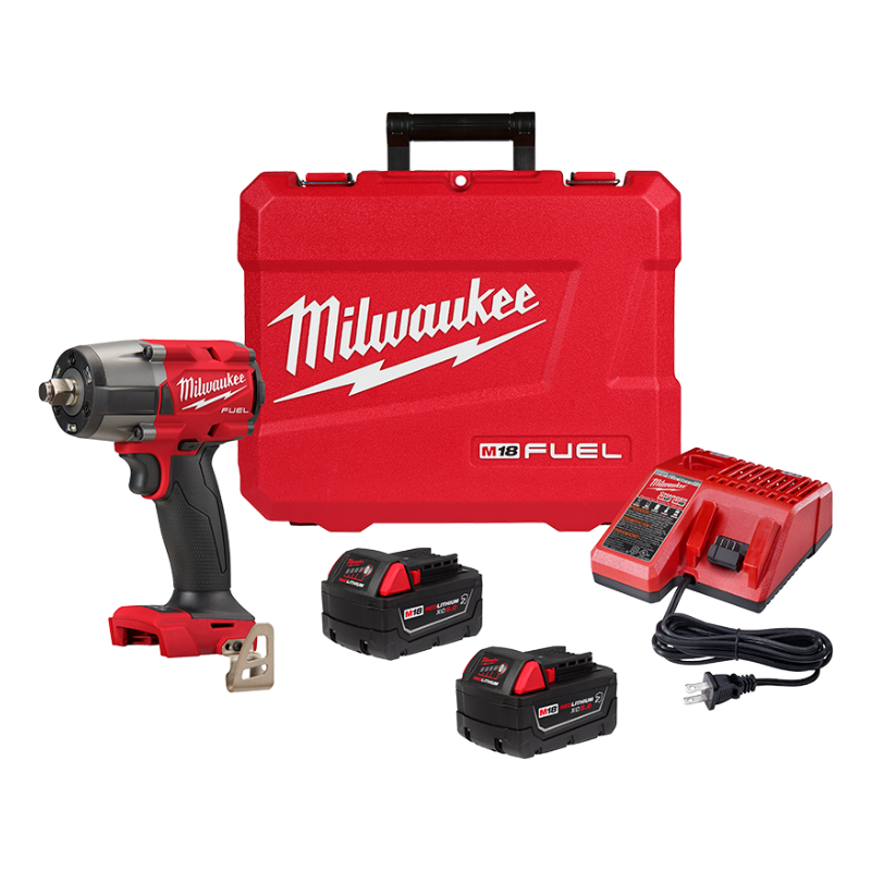 LLAVE DE IMPACTO DE 1/2" DE MEDIO TORQUE M18 FUEL EN KIT C/2 BATERIAS Y CARGADOR