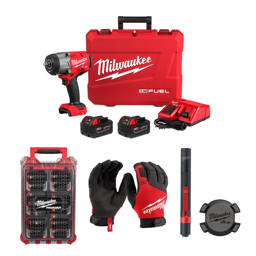 COMBO LLAVE DE IMPACTO DE 1/2" + SET DE DADOS DE IMPACTO DE 16 PIEZAS + GUANTES DE SEGURIDAD