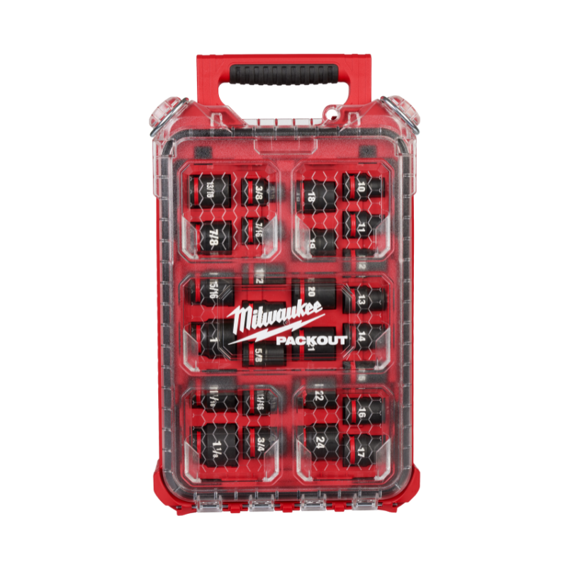 SET DE DADOS DE IMPACTO DE 1/2" METRICOS DE 27 PIEZAS PARA MODULOS PACKOUT