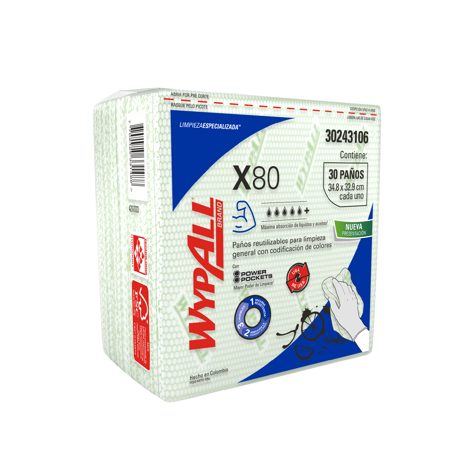 PAÑO IND WYPALL X-80 FD VERD 1X30