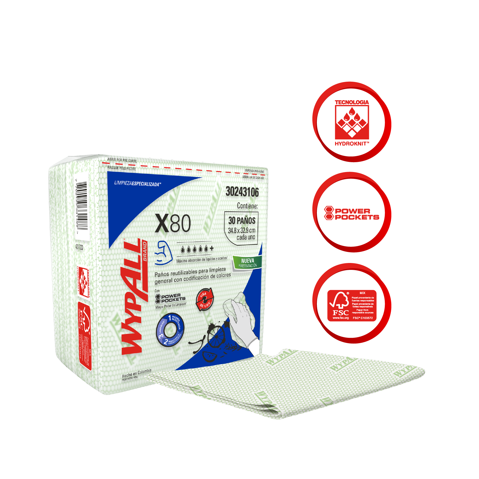 PAÑO IND WYPALL X-80 FD VERD 1X30