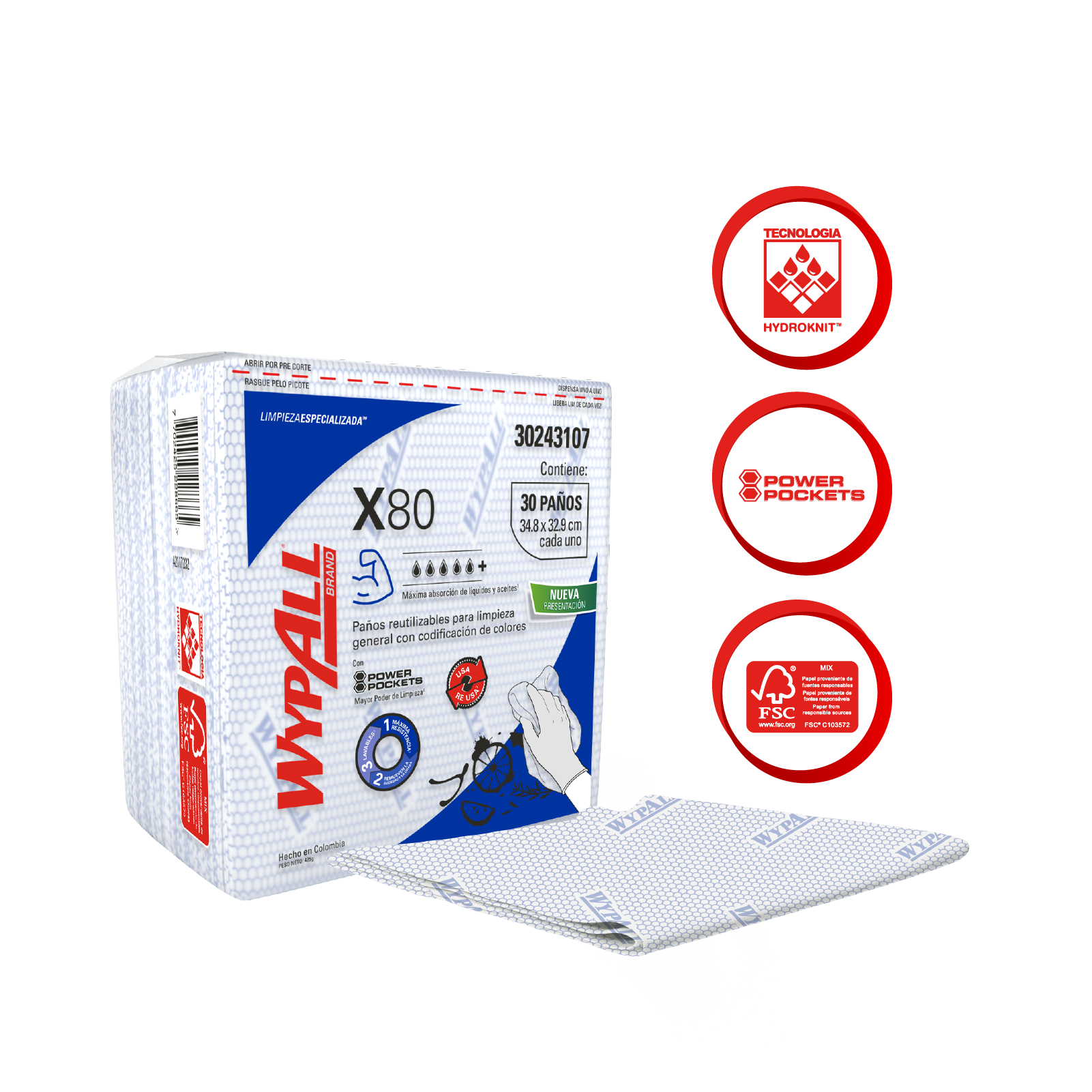 PAÑO INDUSTRIAL WYPALL X-80 FD AZUL 1X30 VF