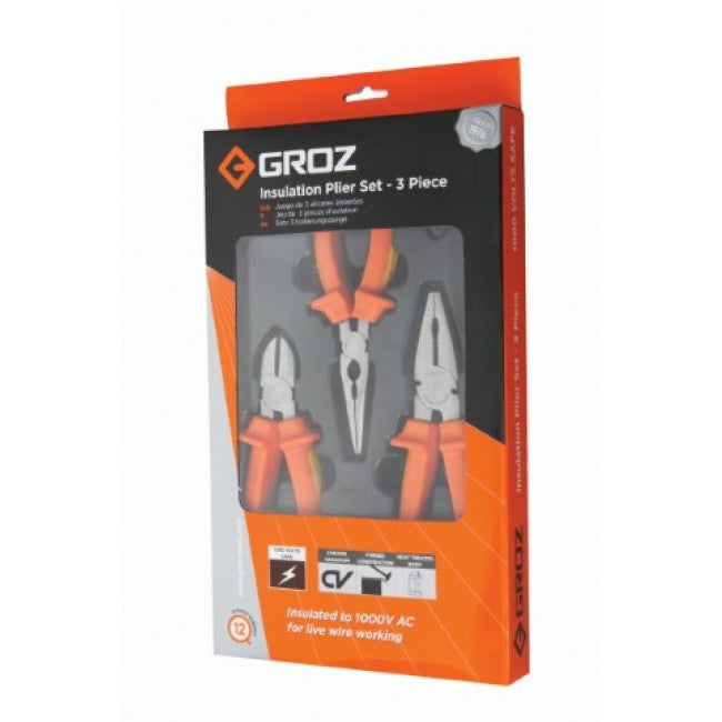 JUEGO DE 3 PZS 1000V ALICATE ELECTRICISTA - ALICATE PUNTA - ALICATE CORTE