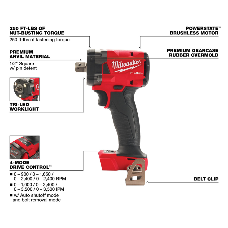LLAVE DE IMPACTO 1/2" M18 FUEL (HERRAMIENTA SOLA)