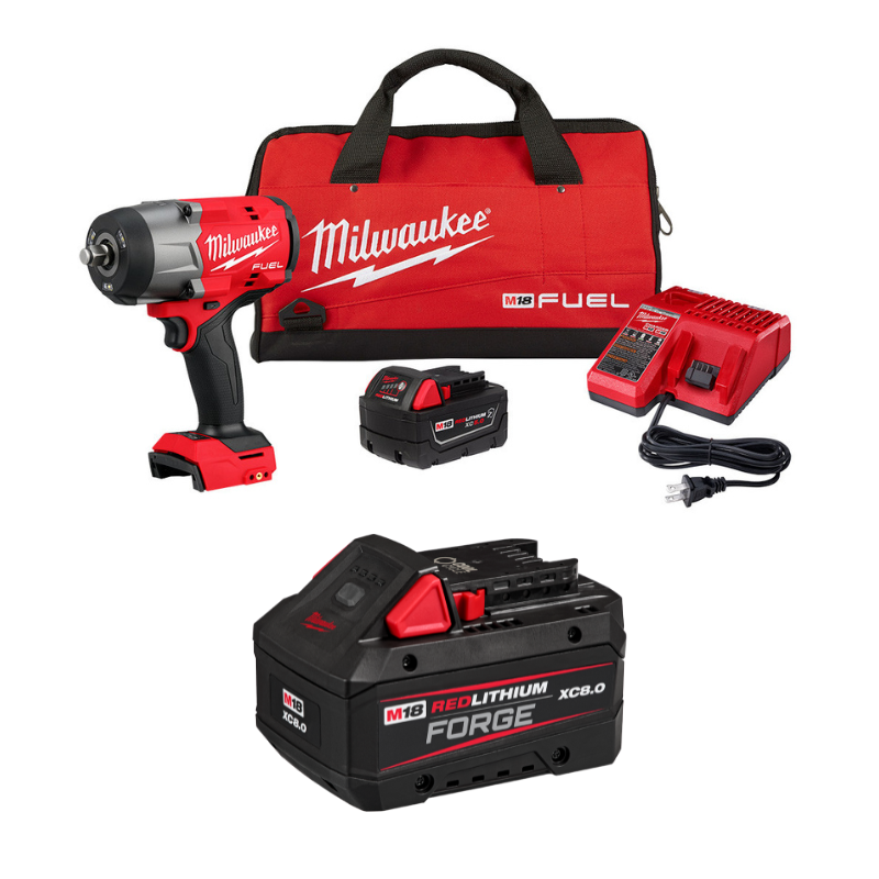 COMBO LLAVE DE IMPACTO DE 1/2" M18 CON BATERIA Y CARGADOR + BATERIA FORGE XC8.0