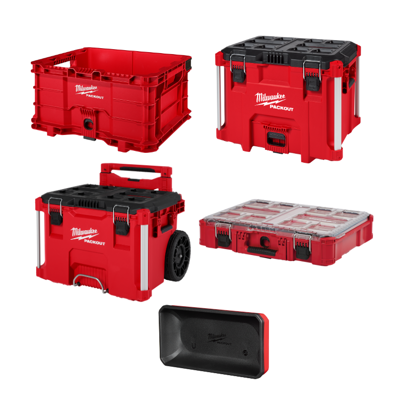 COMBO PACKOUT CAJA CON RUEDAS + CAJA XL + ORGANIZADOR + CAJA TIPO CESTA +  BANDEJA MAGNETICA