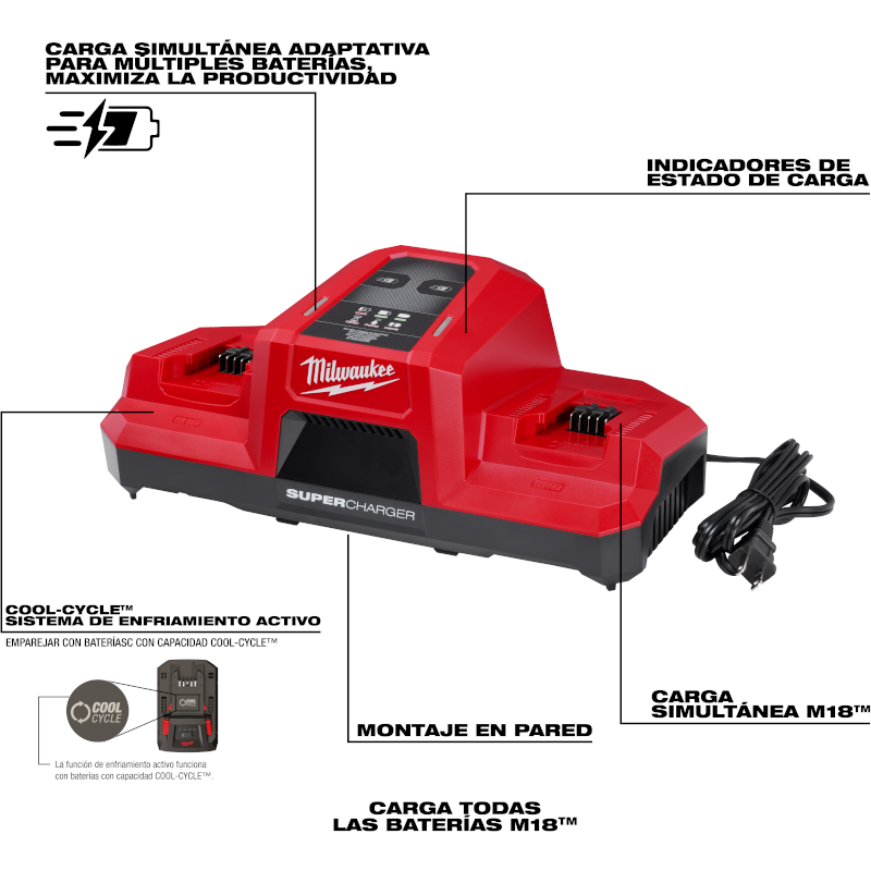 SUPER CARGADOR M18 DE DOS BAHIAS DUALES