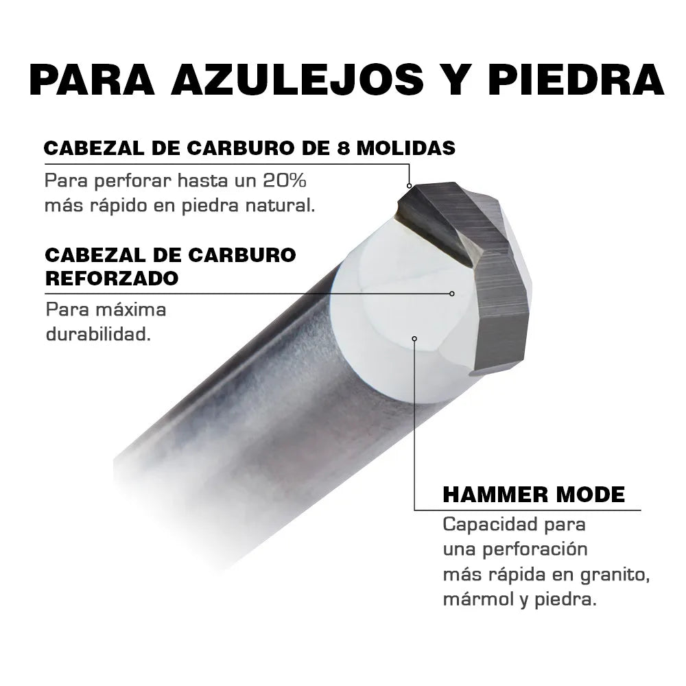 JUEGO DE BROCAS PARA CERAMICA Y GRANITO DE 4 PIEZAS