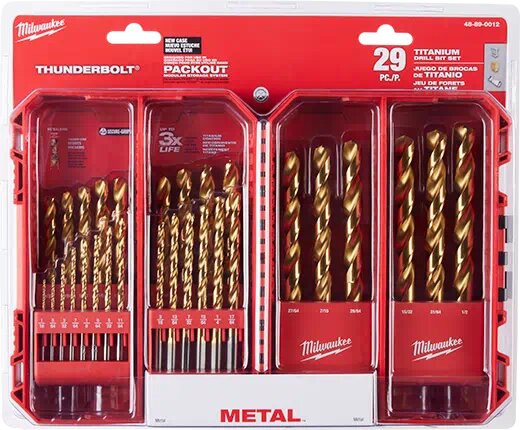 JUEGO DE BROCAS HSS TITANIO THUNDERBOLT® 1/16 A 1/2 (29 PZS