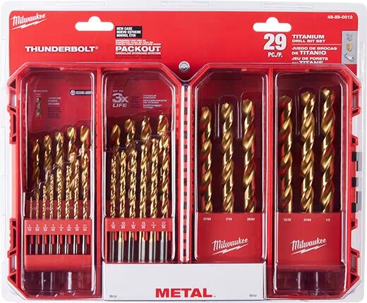 JUEGO DE BROCAS HSS TITANIO THUNDERBOLT® 1/16 A 1/2 (29 PZS)