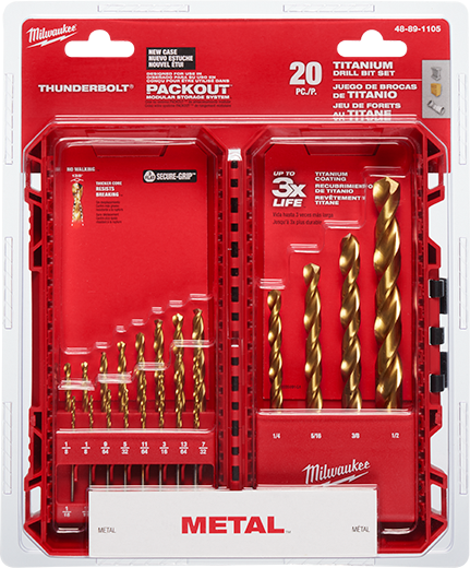 JUEGO DE BROCAS HSS TITANIO THUNDERBOLT® 1/16 A 1/2 (20 PZS)