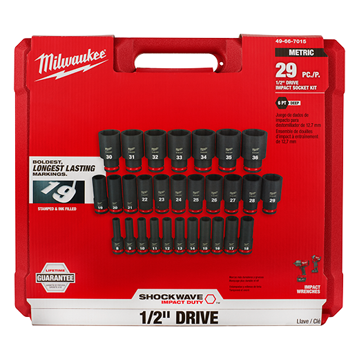 SET DE DADOS DE IMPACTO DE CUADRANTE DE 1/2" (29 PIEZAS)