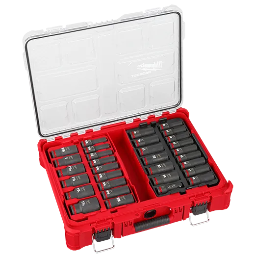 JUEGO DE DADOS DE IMPACTO DE 1/2" METRICOS Y SAE (31 PIEZAS) PACKOUT