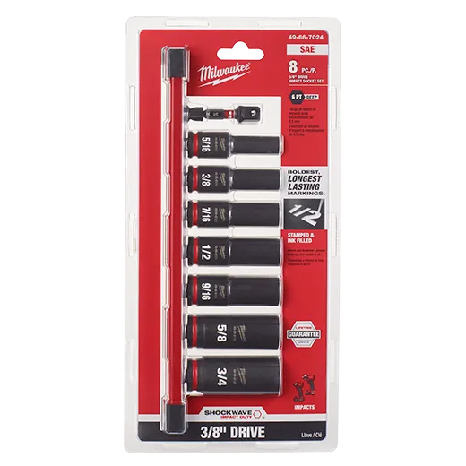 SET DE DADOS DE IMPACTO DE 3/8" DE 8 PIEZAS