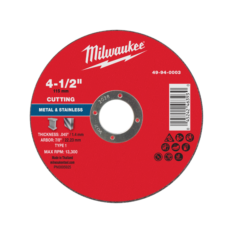 DISCO DE CORTE PARA METAL 4-1/2" X .045" X 7/8" - TIPO 1