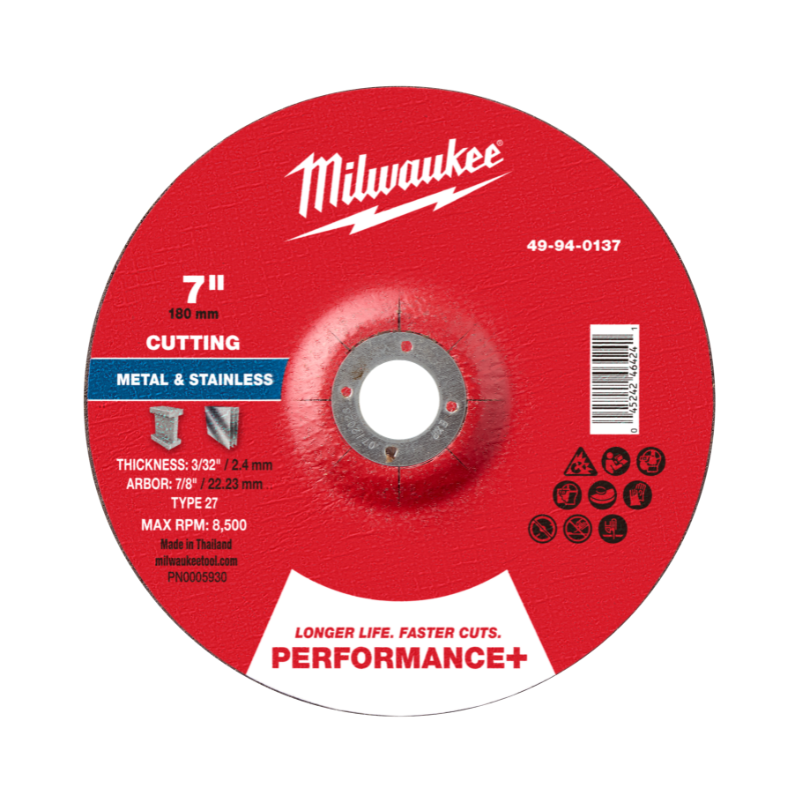 DISCO DE CORTE PARA METAL PERFORMANCE+ 7" X 3/32" X 7/8" - TIPO 27