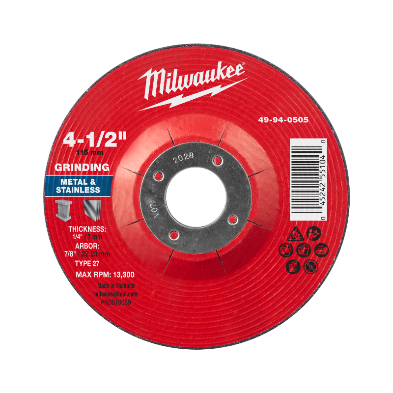 DISCO DE DESBASTE PARA METAL 4-1/2" X 1/4" X 7/8" - TIPO 27