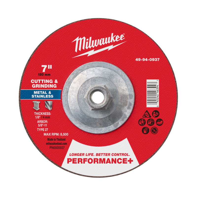 DISCO DUAL DE CORTE Y DESBASTE PERFORMANCE+ 7" X 1/8" X 5/8"-11 - TIPO 27