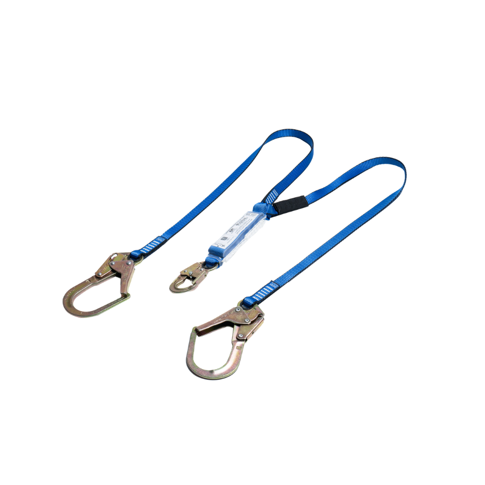 ESLINGA DE DETENCIÓN (CON ABSORBEDOR) DOBLE EN Y EN REATA POLIÉSTER DE 25MM LONGITUD FIJA DE 1,80M CON DOBLE GANCHO GRANDE 2-1/2 Y (1) GANCHO PEQUEÑO 3/4"