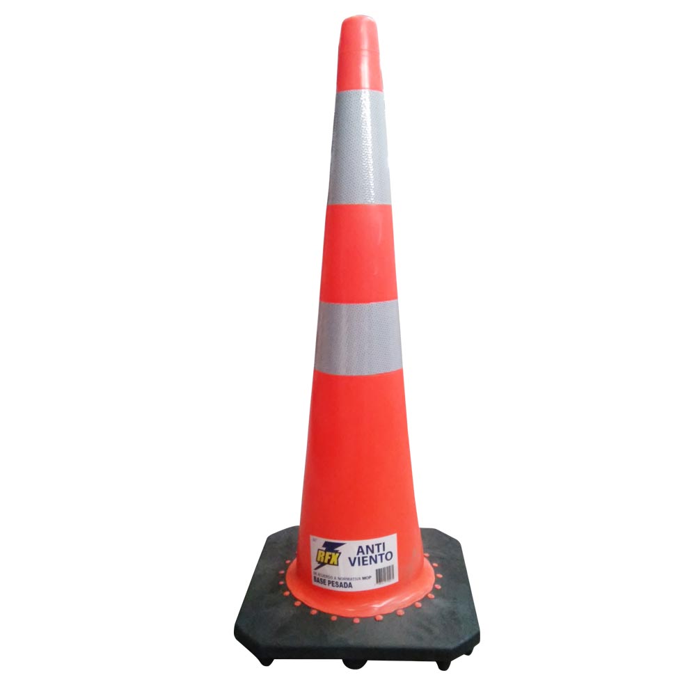 CONO SEÑALIZACION 36" CON DOBLE CINTA ANTIVIENTO