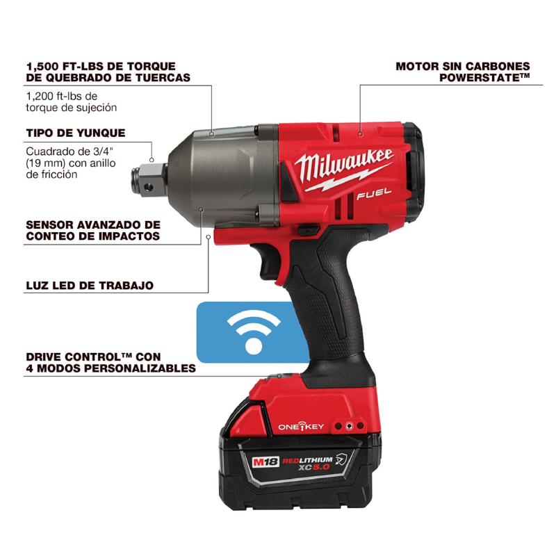 LLAVE DE IMPACTO DE 3/4" DE ALTO TORQUE, ONE KEY, M18 FUEL (HERRAMIENTA SOLA)