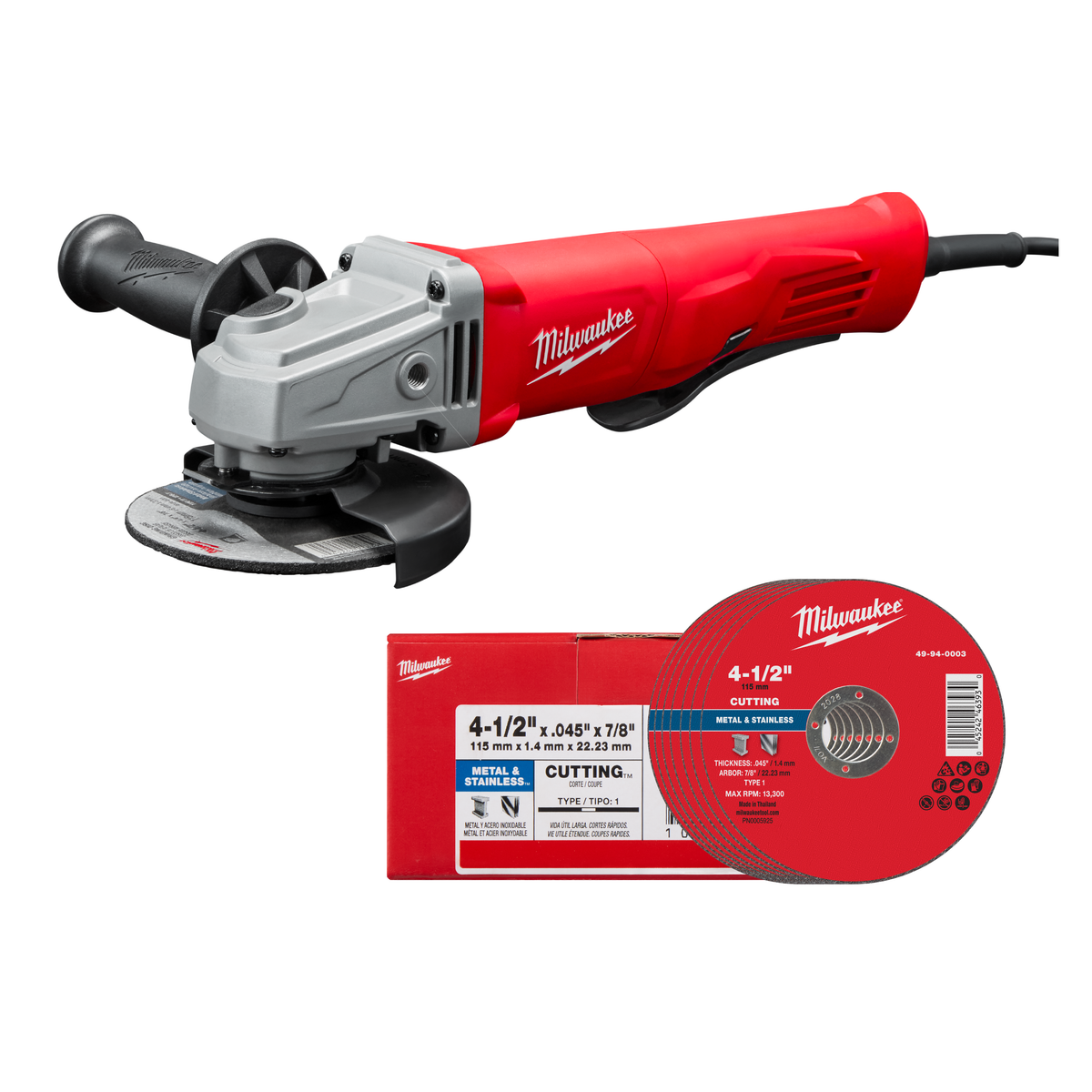 ESMERILADORA ELÉCTRICA 4-1/2" + CAJA DE 25 DISCOS DE CORTE PARA METAL