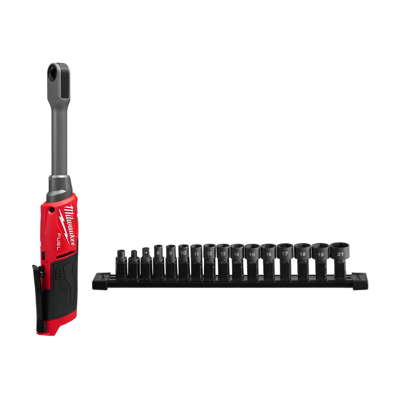 COMBO RATCHET DE ALCANCE EXTENDIDO M12 CON 13 DADOS + CARGADOR + 2 BATERIAS XC3.0