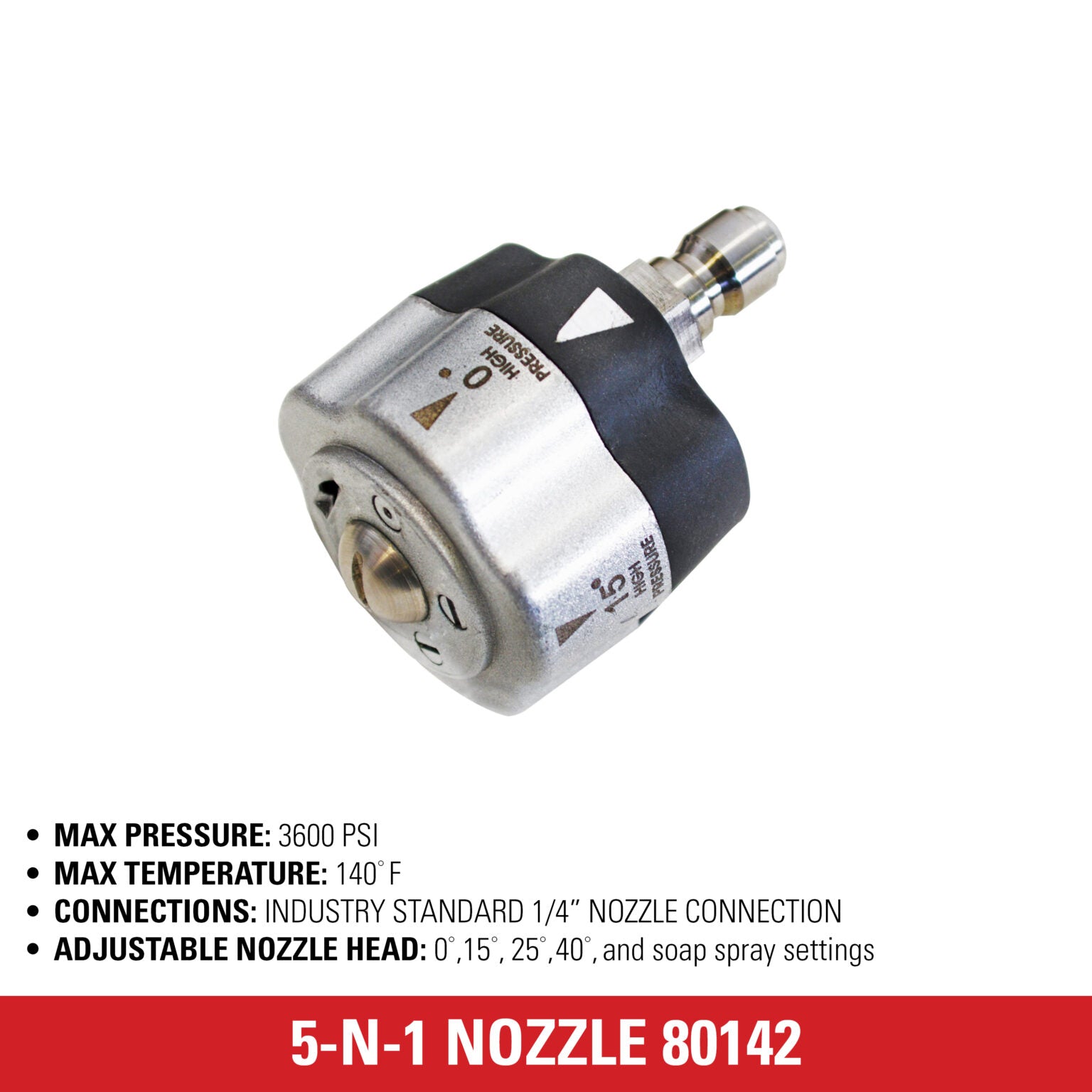 BOQUILLA 5 EN 1 PARA HIDROLAVADORA HASTA 3600PSI CON CONEXIÓN DE 1/4 QC