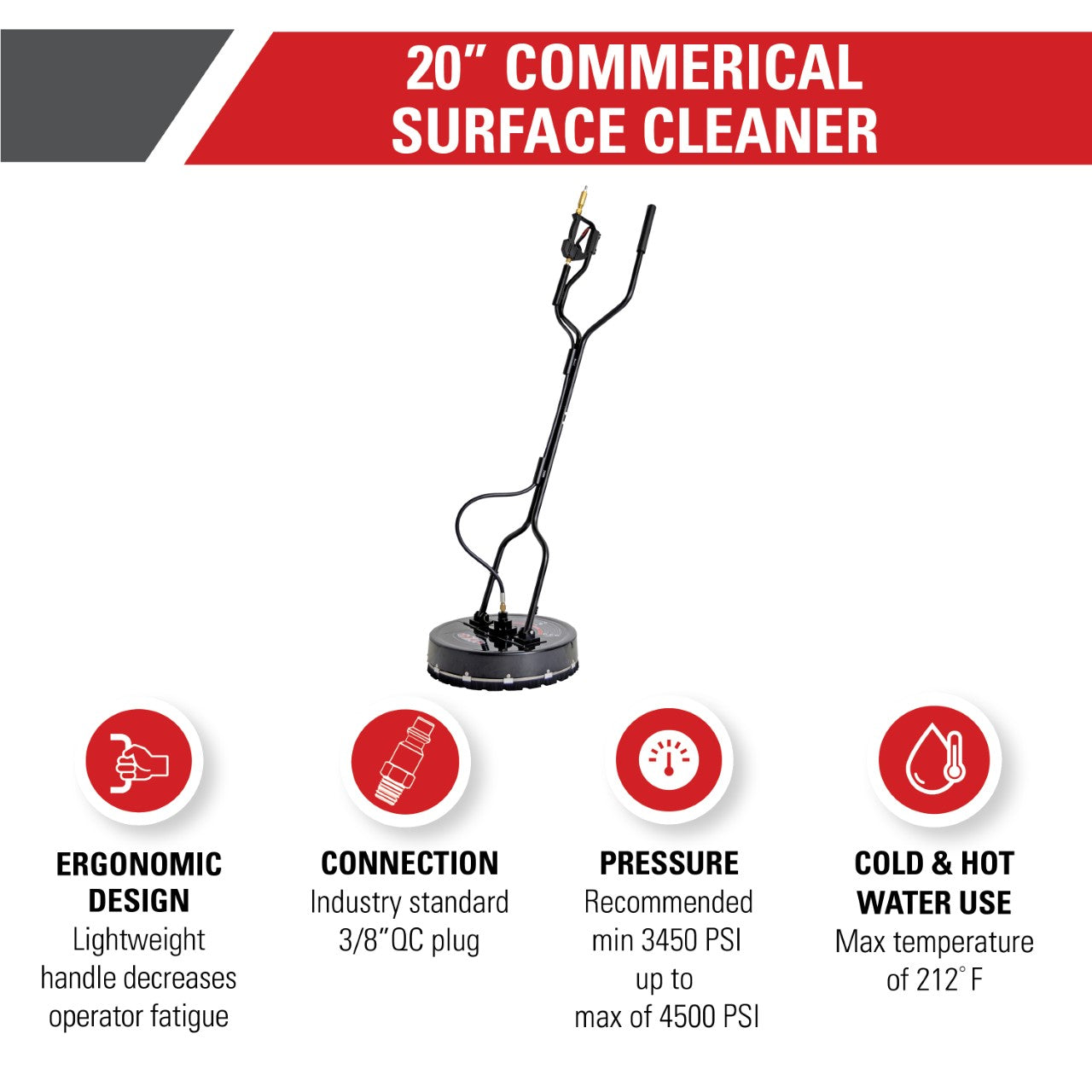 LIMPIADOR DE SUPERFICIE DE 20" C/ MANUBRIOS PRESION HASTA 4500 PSI