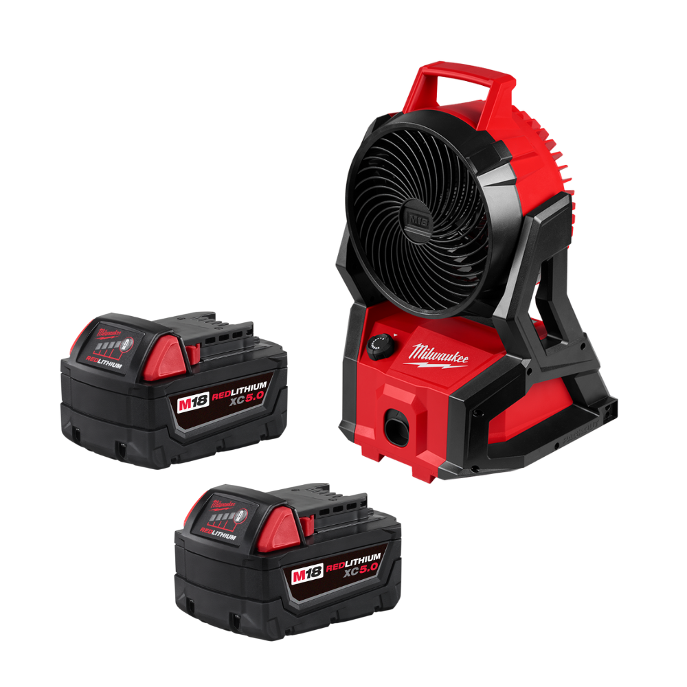 ABANICO M18 PACKOUT + PACK DE 2 BATERIAS M18™ REDLITHIUM™ 5.0AH