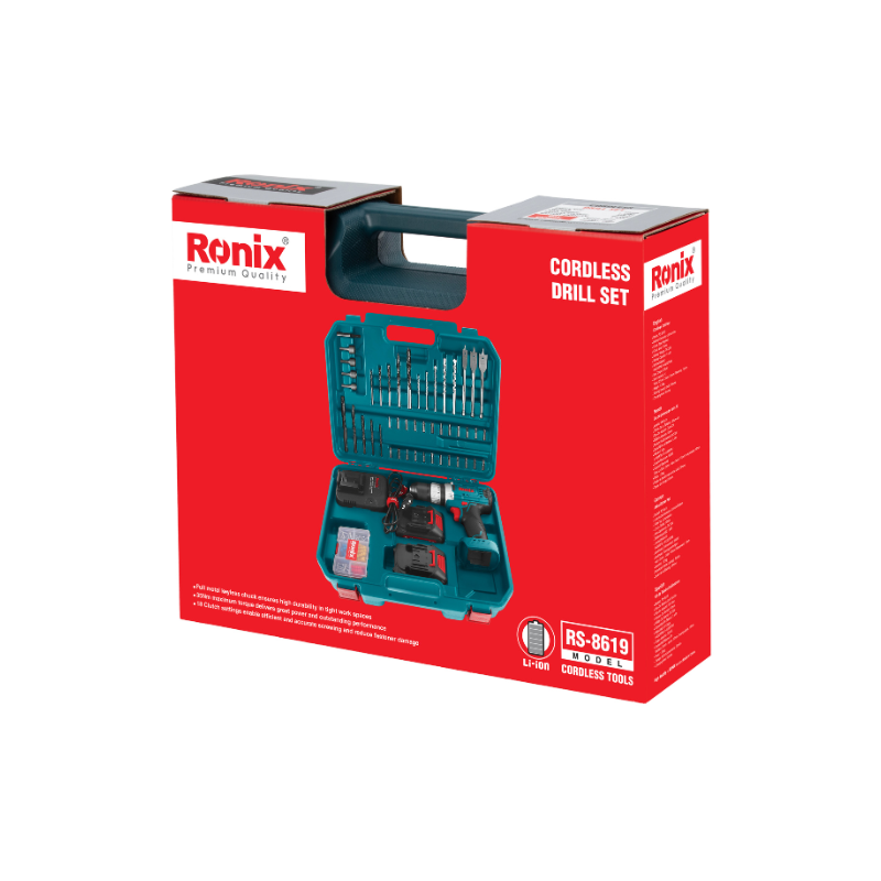 TALADRO ROTATIVO INALAMBRICO 3/8" 35NM ACCESORIOS C/CARGADOR Y 2 BATERIAS 12V