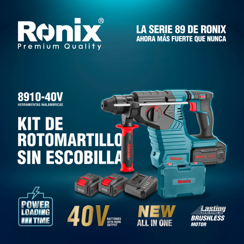 ROTOMARTILLO INALAMBRICO SDS PLUS 1-1/8" (28MM) 2.4J C/CARGADOR Y 2 BATERIAS 40V