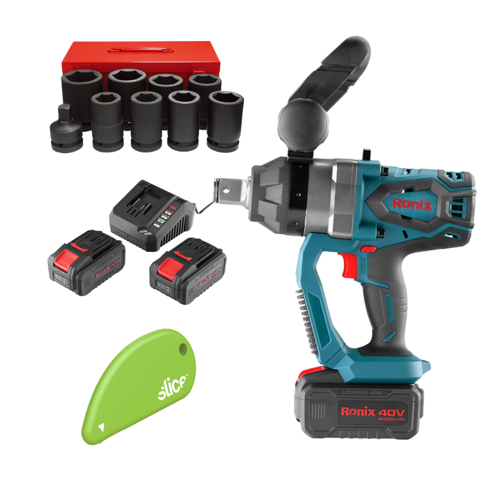 LLAVE DE IMPACTO 1" 40V KIT C/2 BAT. + DADOS DE IMPACTO LARGOS 8 PZS + CORTADOR SLICE