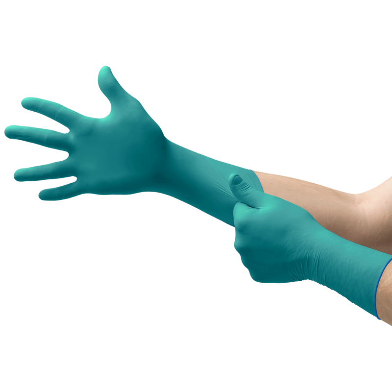 GUANTES DESECHABLES DE NITRILO AZUL SIN POLVO CON DEDOS TEXTURIZADOS MICROFLEX (B0X 50 UNIDADES)