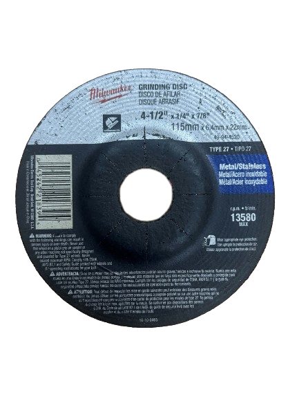 DISCO ABRASIVO CORTE / DESBASTE METAL 4 1/2 X 1/4 X 7/8 T27