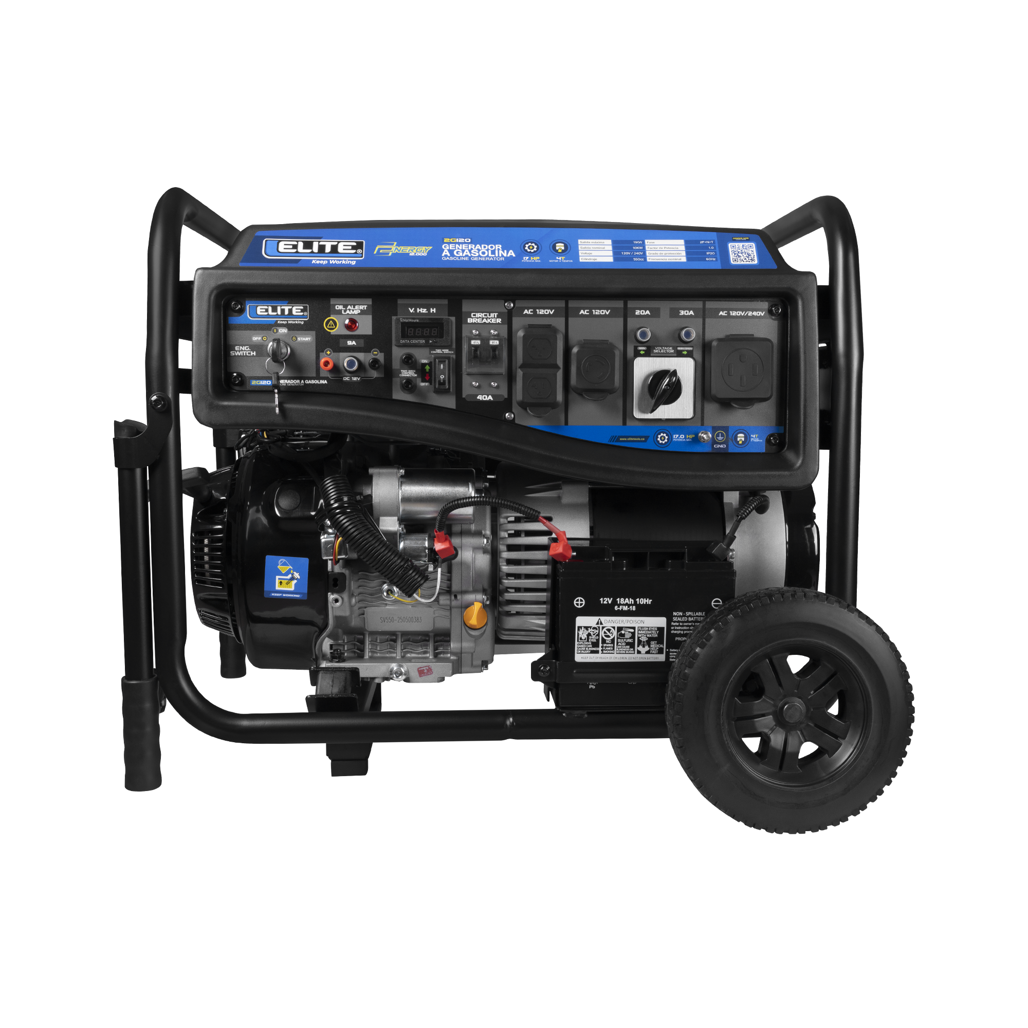 GENERADOR PORTATIL A GASOLINA 11KW 110-220V 60Hz 1PH ARRANQUE E