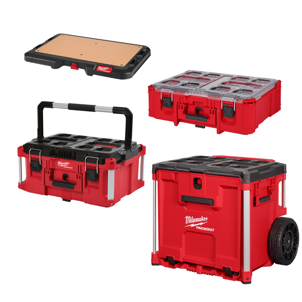 COMBO CAJA PACKOUT CON CAJON Y RUEDAS + CAJA GRANDE + ORGANIZADOR + TAPA PERSONALIZABLE